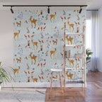 Cute woodland animals winter snow tree Wall Mural Gallery Image 1