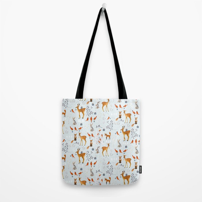 Cute woodland animals winter snow tree Tote Bag Gallery Image 2