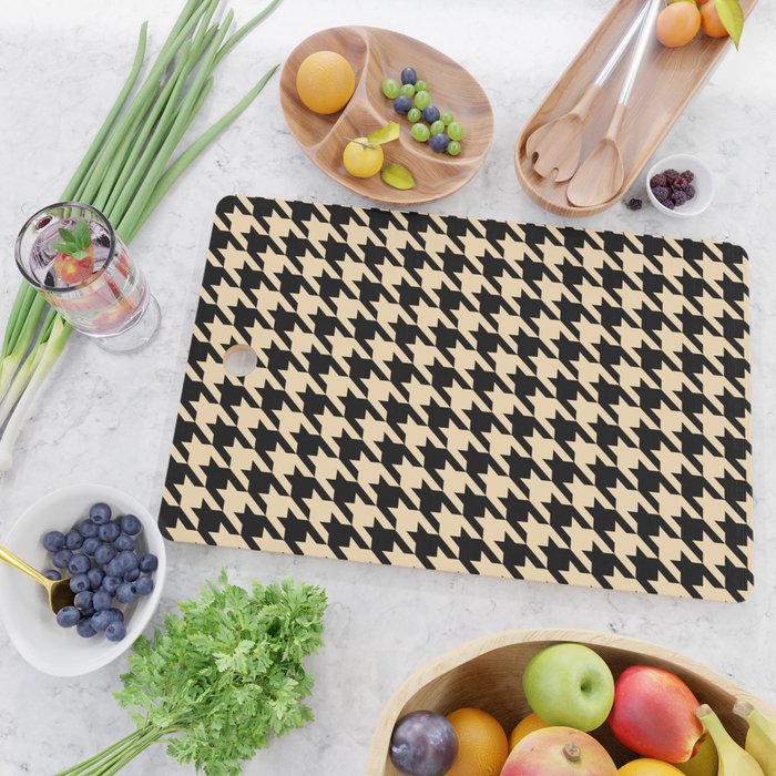 Black and Tan Classic houndstooth pattern Cutting Board Gallery Image 2