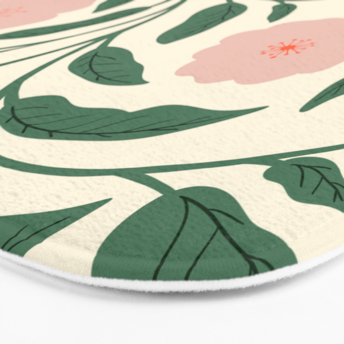Bold Pink Botanical Blooms on Light Pattern Bath Mat Gallery Image 3