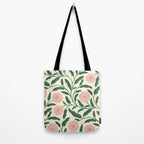 Bold Pink Botanical Blooms on Light Pattern Tote Bag Gallery Image 2