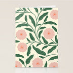 Bold Pink Botanical Blooms on Light Pattern Stationery Card Gallery Image 2