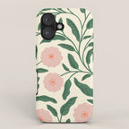 Bold Pink Botanical Blooms on Light Pattern iPhone Case Gallery Image 1