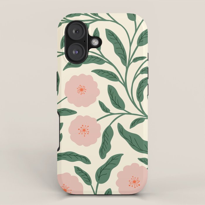 Bold Pink Botanical Blooms on Light Pattern iPhone Case Gallery Image 1