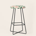 Bold Pink Botanical Blooms on Light Pattern Stool Gallery Image 1