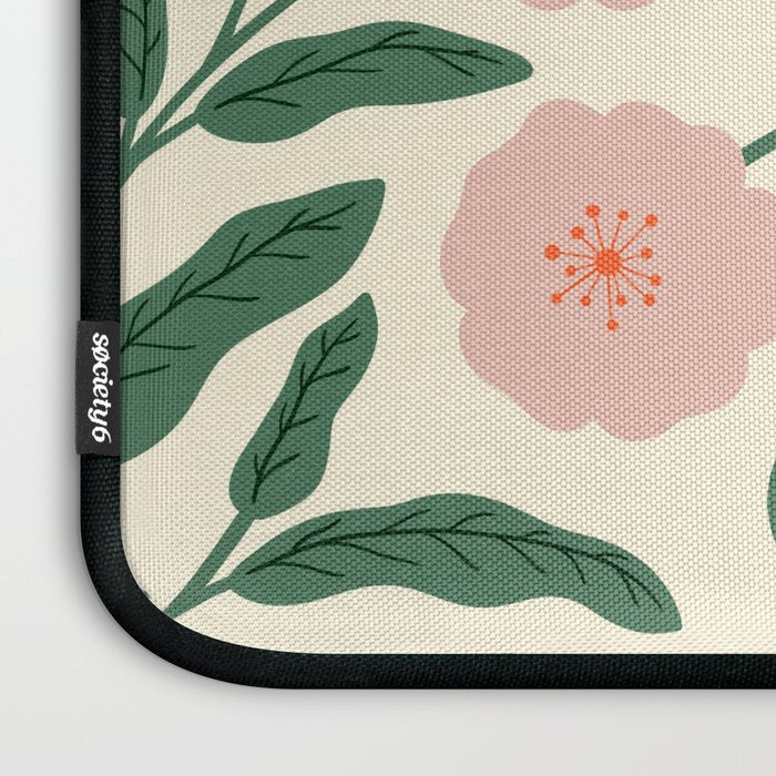 Bold Pink Botanical Blooms on Light Pattern Laptop Sleeve Gallery Image 3