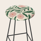 Bold Pink Botanical Blooms on Light Pattern Stool Gallery Image 2