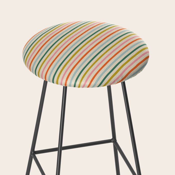 Colorful retro stripe line art pattern Stool Gallery Image 2