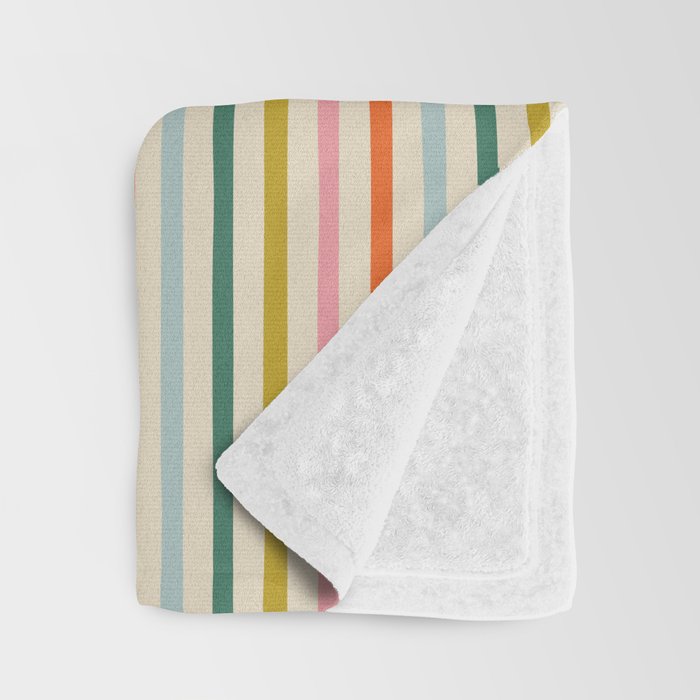 Colorful retro stripe line art pattern Throw Blanket Gallery Image 3