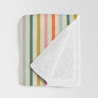 Colorful retro stripe line art pattern Throw Blanket Gallery Image 3