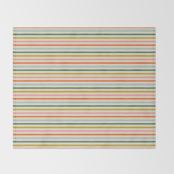 Colorful retro stripe line art pattern Throw Blanket Gallery Image 2
