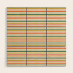 Colorful retro stripe line art pattern Wood Wall Art Gallery Image 1