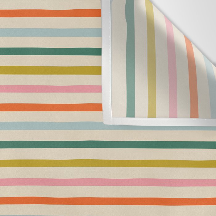 Colorful retro stripe line art pattern Wall Tapestry Gallery Image 3