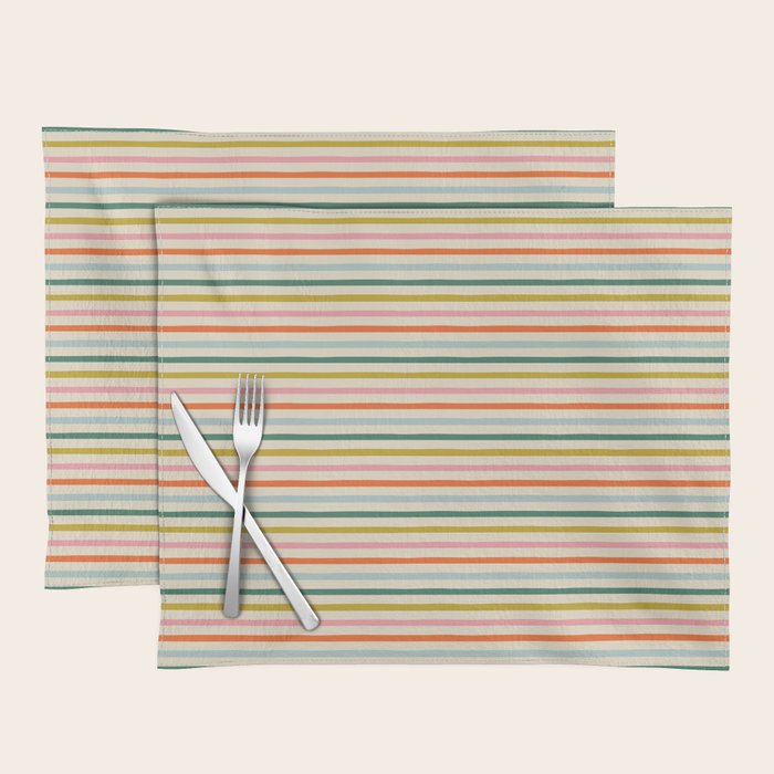 Colorful retro stripe line art pattern Placemat Gallery Image 1
