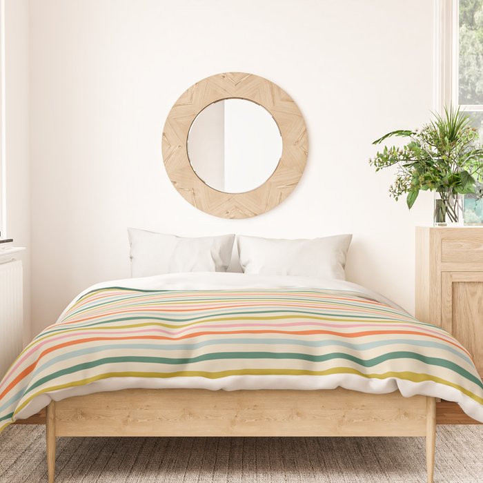Colorful retro stripe line art pattern Duvet Cover Gallery Image 3