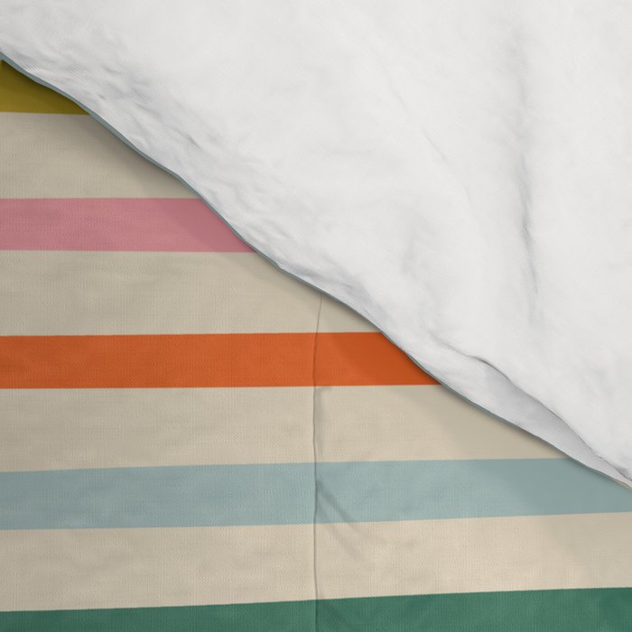 Colorful retro stripe line art pattern Comforter Gallery Image 4