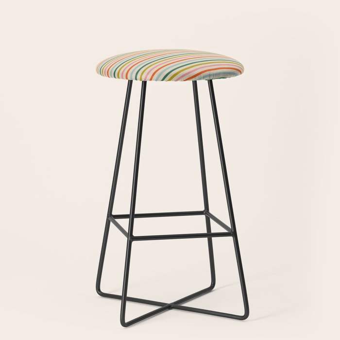 Colorful retro stripe line art pattern Stool Gallery Image 1