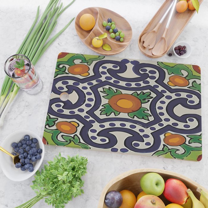 Oranges talavera tile abstract pattern modern decoration Cutting Board Gallery Image 2