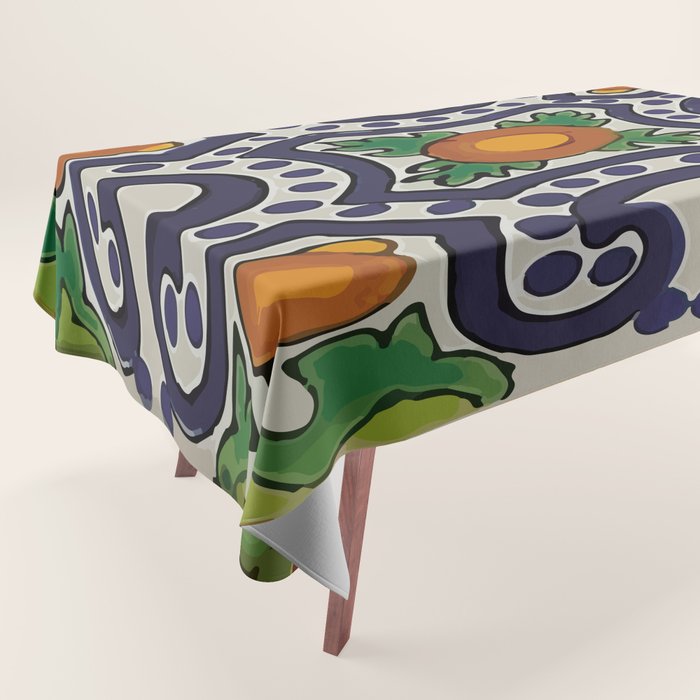 Oranges talavera tile abstract pattern modern decoration Tablecloth Gallery Image 1