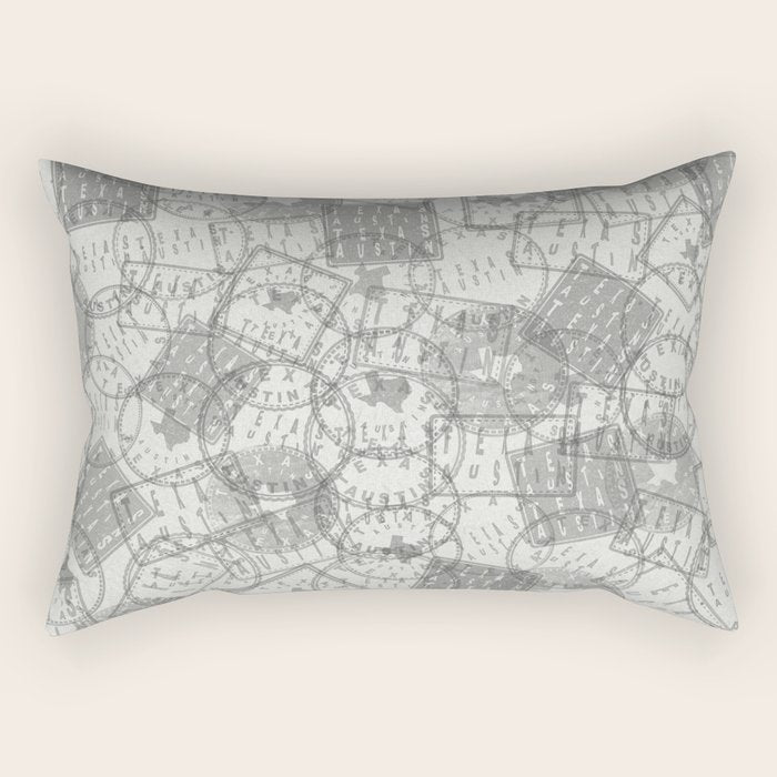 Vintage Texas Austin Travel Stamp Pattern Rectangular Pillow Gallery Image 1