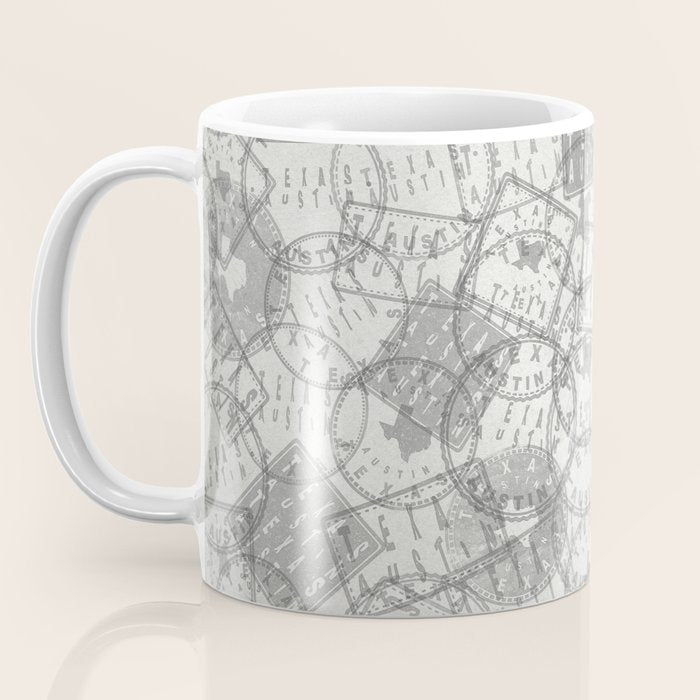 Vintage Texas Austin Travel Stamp Pattern Coffee Mug Gallery Image 3