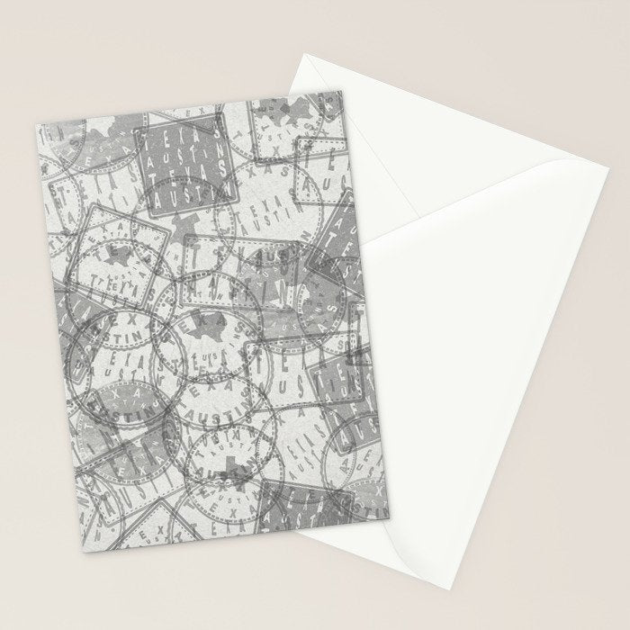 Vintage Texas Austin Travel Stamp Pattern Stationery Card Gallery Image 2