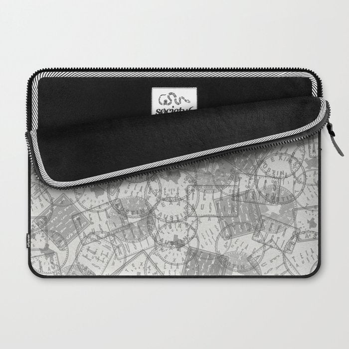 Vintage Texas Austin Travel Stamp Pattern Laptop Sleeve Gallery Image 2