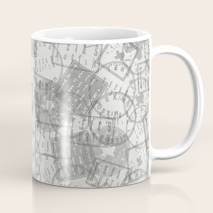 Vintage Texas Austin Travel Stamp Pattern Coffee Mug Gallery Image 1