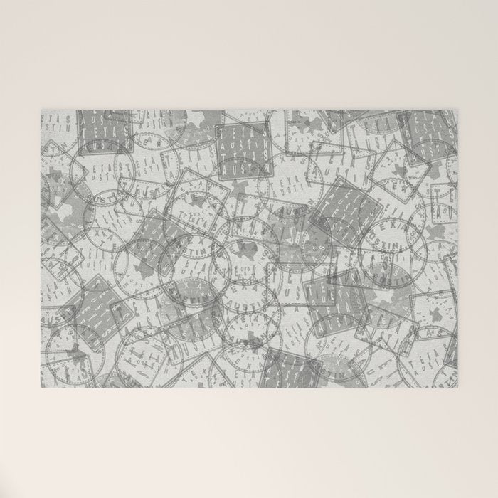 Vintage Texas Austin Travel Stamp Pattern Welcome Mat Gallery Image 1