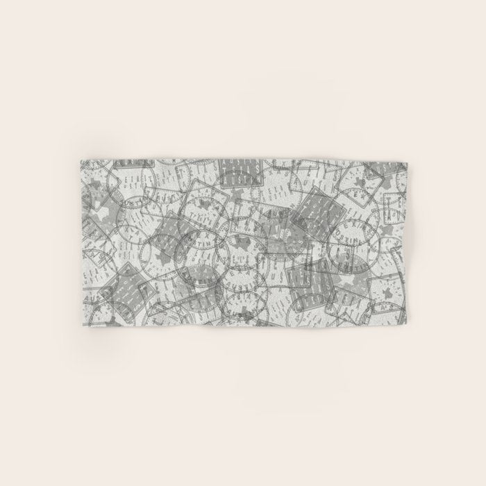 Vintage Texas Austin Travel Stamp Pattern Bath Towel Gallery Image 1