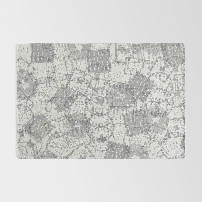 Vintage Texas Austin Travel Stamp Pattern Rug Gallery Image 2