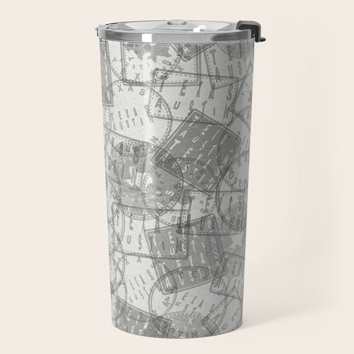 Vintage Texas Austin Travel Stamp Pattern Travel Mug Gallery Image 2