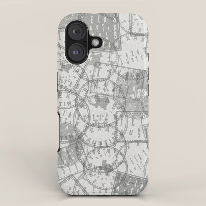 Vintage Texas Austin Travel Stamp Pattern iPhone Case Gallery Image 1