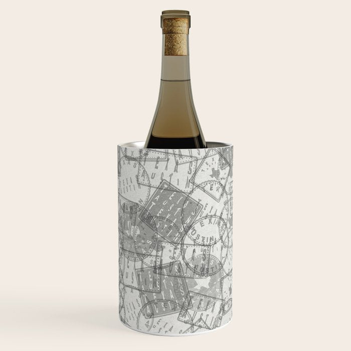 Vintage Texas Austin Travel Stamp Pattern Wine Chiller Gallery Image 3