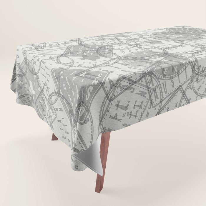 Vintage Texas Austin Travel Stamp Pattern Tablecloth Gallery Image 1