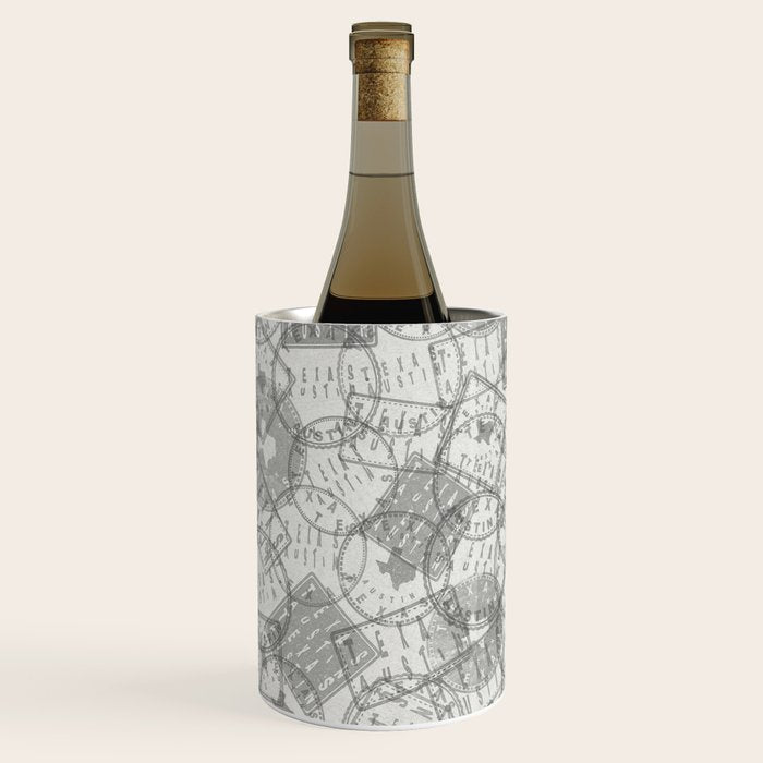 Vintage Texas Austin Travel Stamp Pattern Wine Chiller Gallery Image 2