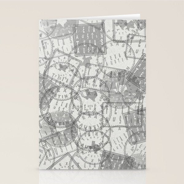 Vintage Texas Austin Travel Stamp Pattern Stationery Card Gallery Image 2