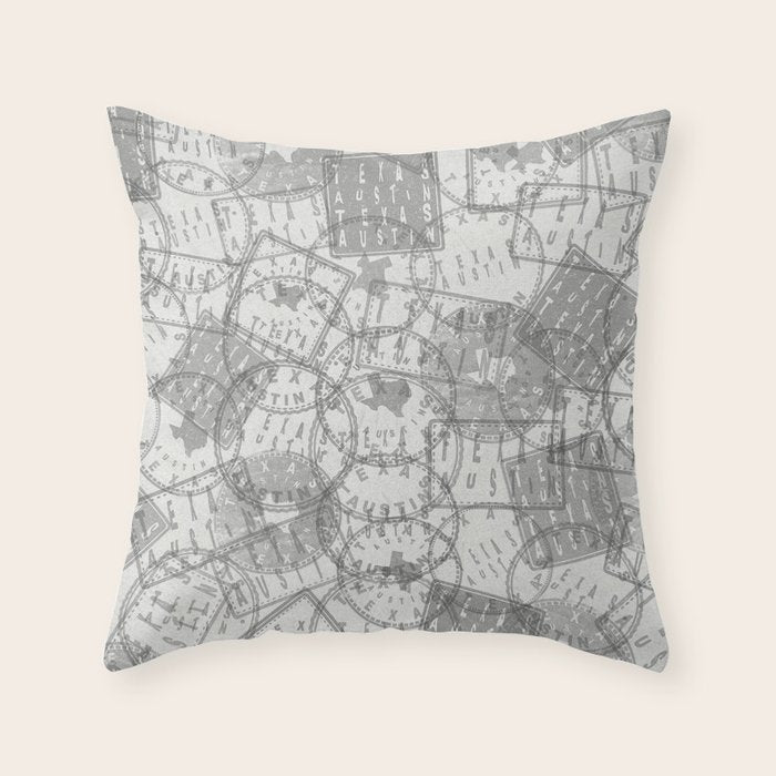 Vintage Texas Austin Travel Stamp Pattern Throw Pillow Gallery Image 6