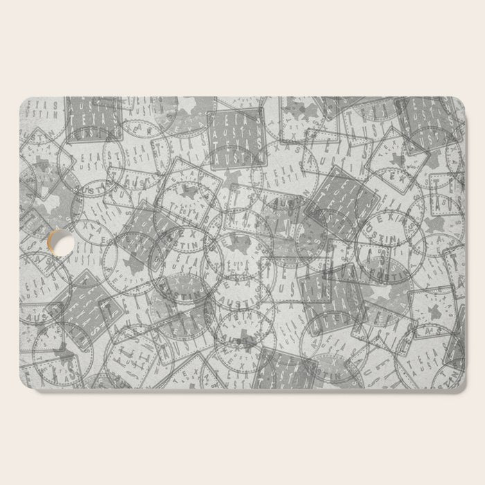 Vintage Texas Austin Travel Stamp Pattern Cutting Board Gallery Image 1