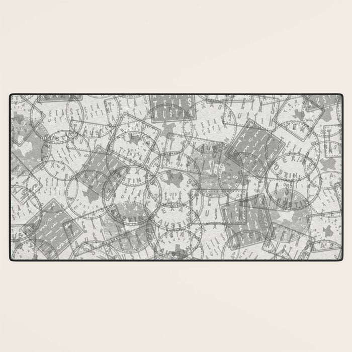 Vintage Texas Austin Travel Stamp Pattern Desk Mat Gallery Image 3