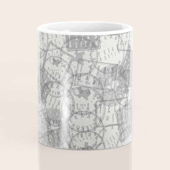 Vintage Texas Austin Travel Stamp Pattern Coffee Mug Gallery Image 4