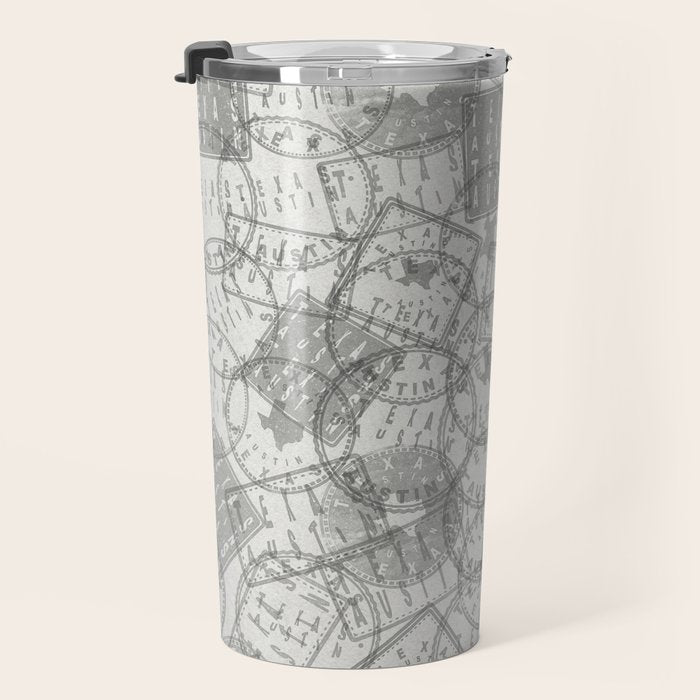 Vintage Texas Austin Travel Stamp Pattern Travel Mug Gallery Image 3