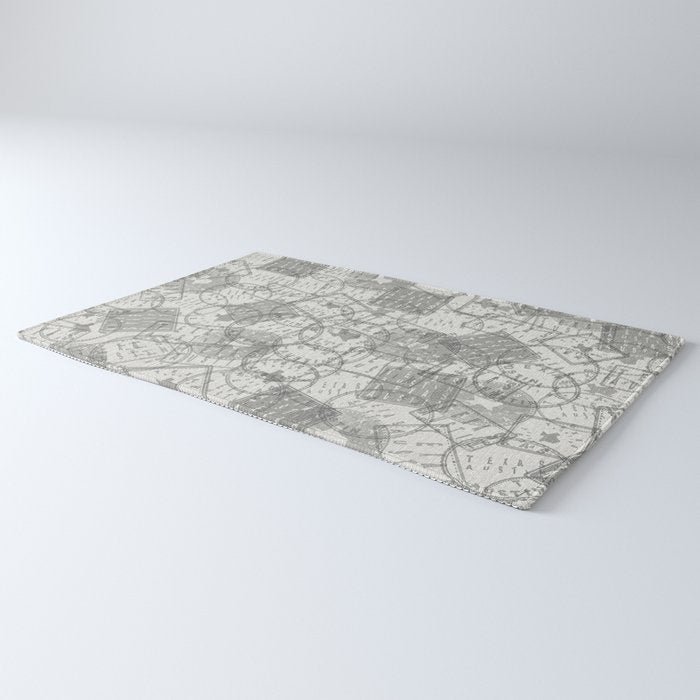 Vintage Texas Austin Travel Stamp Pattern Rug Gallery Image 3