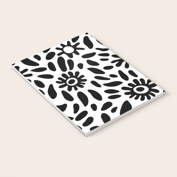 Abstract black and white flower nature art pattern Notebook Gallery Image 3