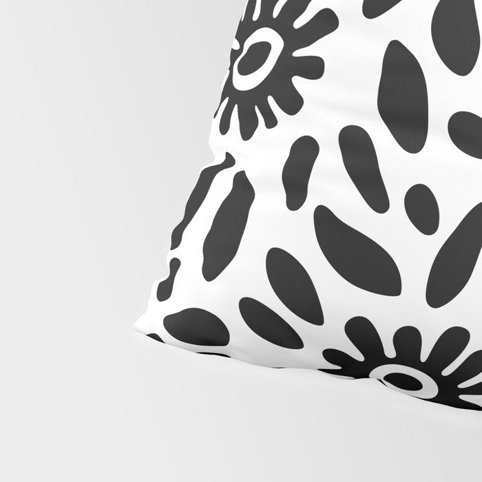Abstract black and white flower nature art pattern Pillow Sham Gallery Image 4