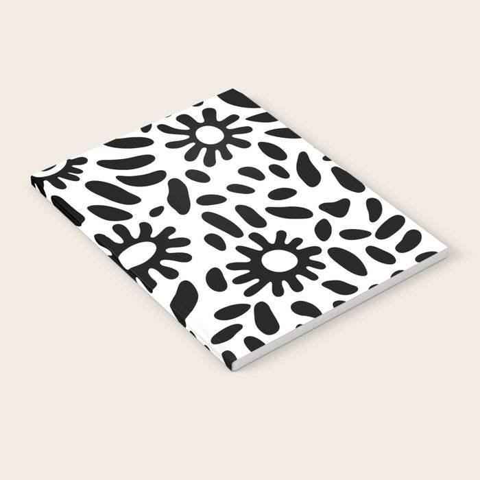 Abstract black and white flower nature art pattern Notebook Gallery Image 1