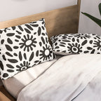 Abstract black and white flower nature art pattern Pillow Sham Gallery Image 2