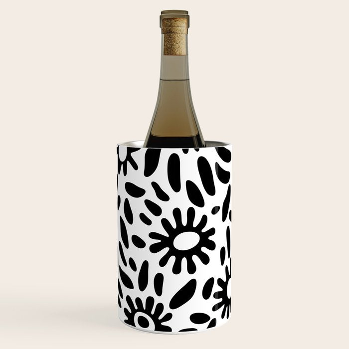 Abstract black and white flower nature art pattern Wine Chiller Gallery Image 1