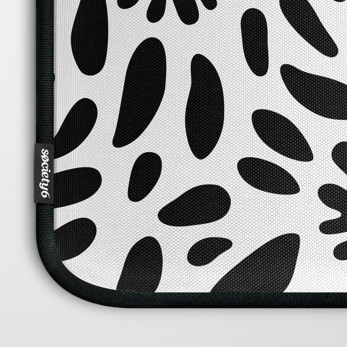 Abstract black and white flower nature art pattern Laptop Sleeve Gallery Image 3