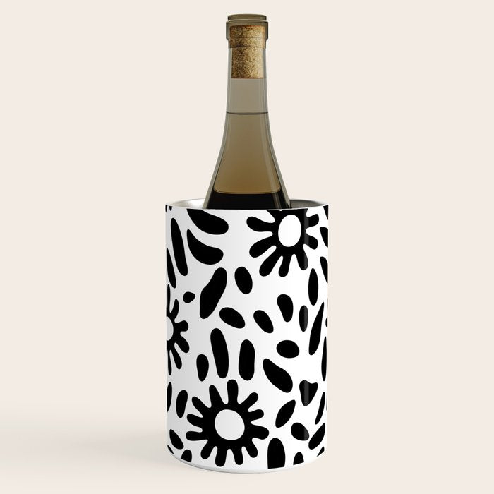Abstract black and white flower nature art pattern Wine Chiller Gallery Image 3